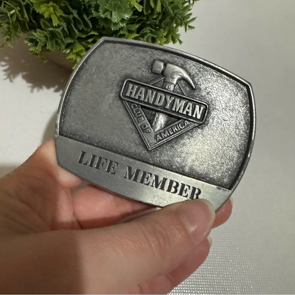 Vintage 1996 Handyman Club of America Life Member‎ Silver Toned Belt Buckle
